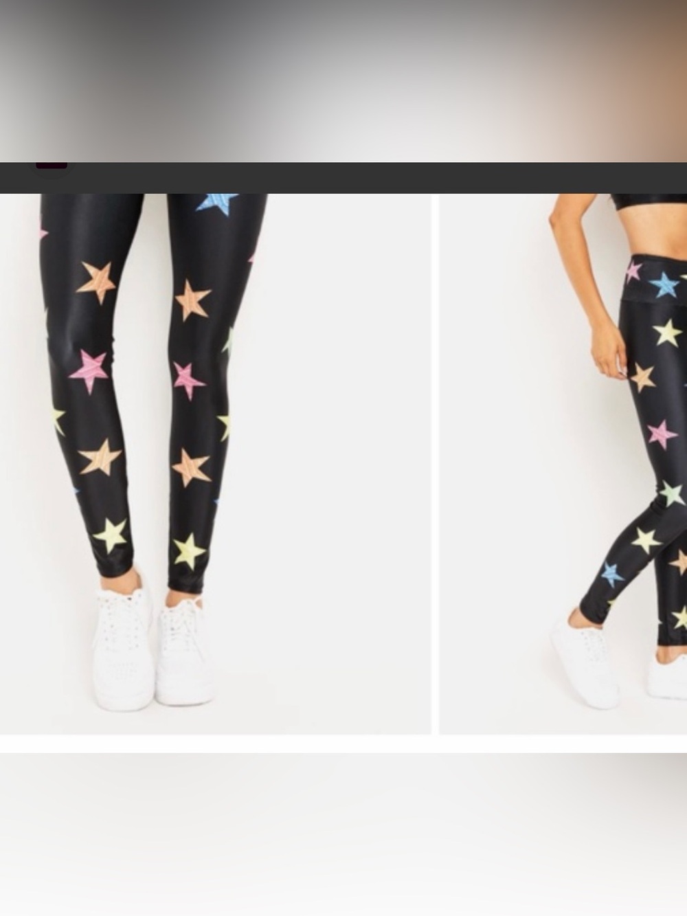 Goldsheep Black Leggings with Multicolor Star Print 0266